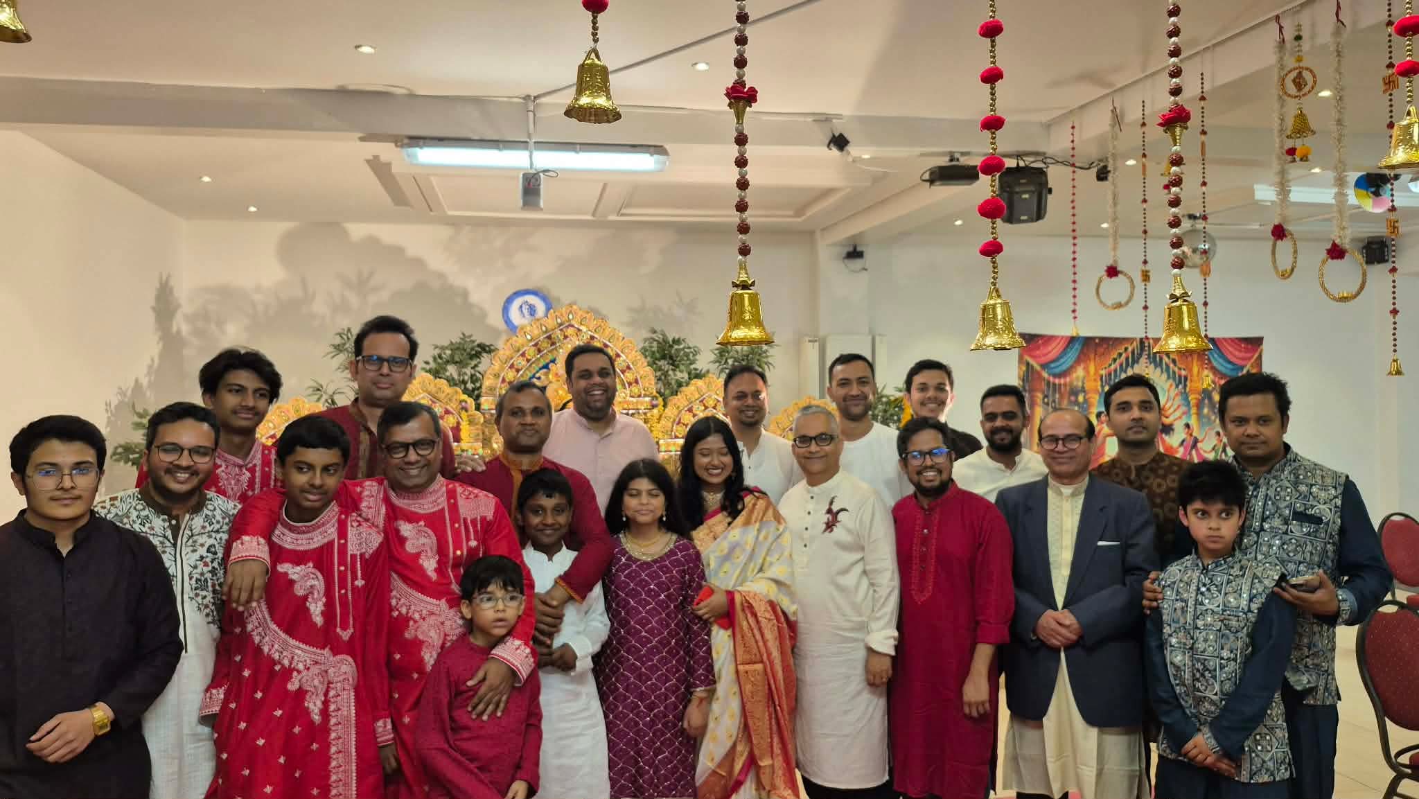 Families at the pandal