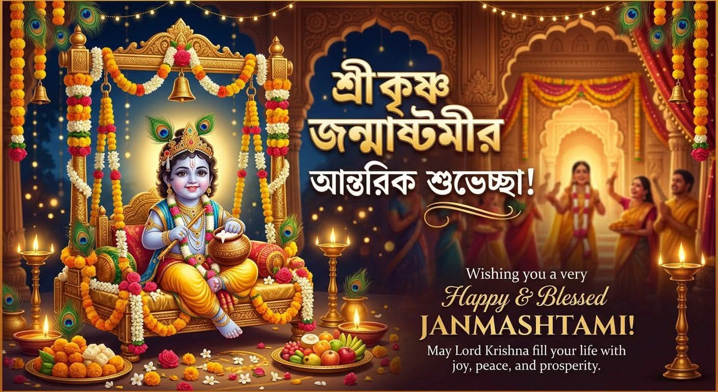 শ্রীকৃষ্ণ জন্মাষ্টমীর আন্তরিক শুভেচ্ছা!